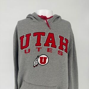 Colosseum Utah Utes Mens Hoodie Gray Red Pullover Sweatshirt Size Large NCAA